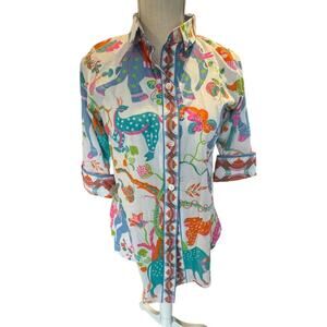 Gretchen Scott Women' XS Animal Kingdom Boyfriend Shirt  NWT